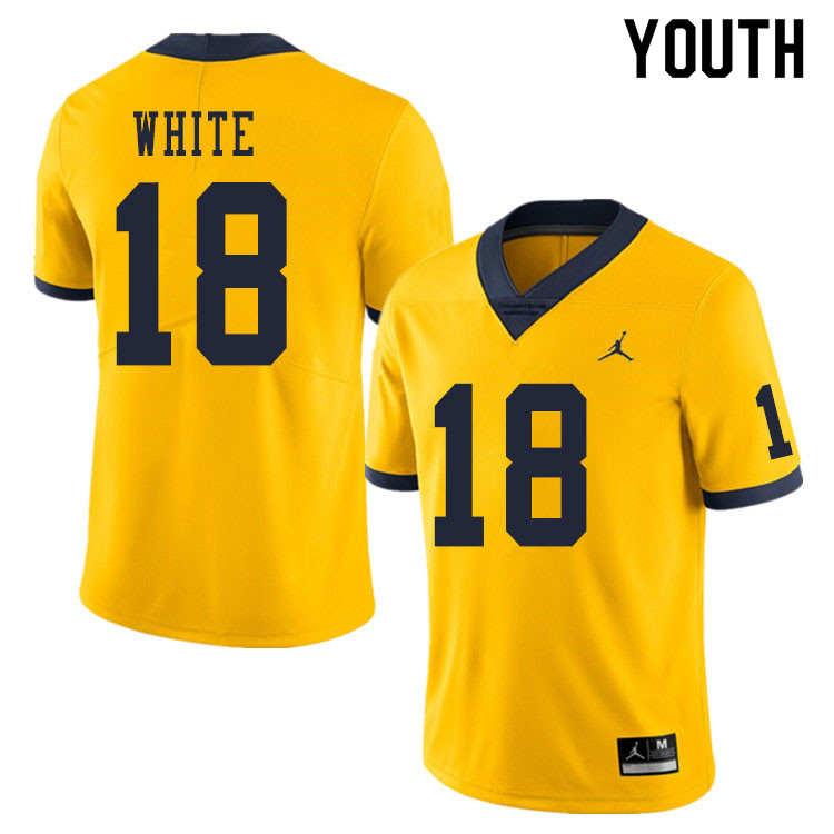 Youth #18 Brendan White Michigan Wolverines College Football Jerseys Sale-Yellow